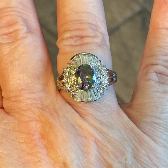 Mystic Topaz and CZ Sterling Silver Ring - Picture 8 of 10